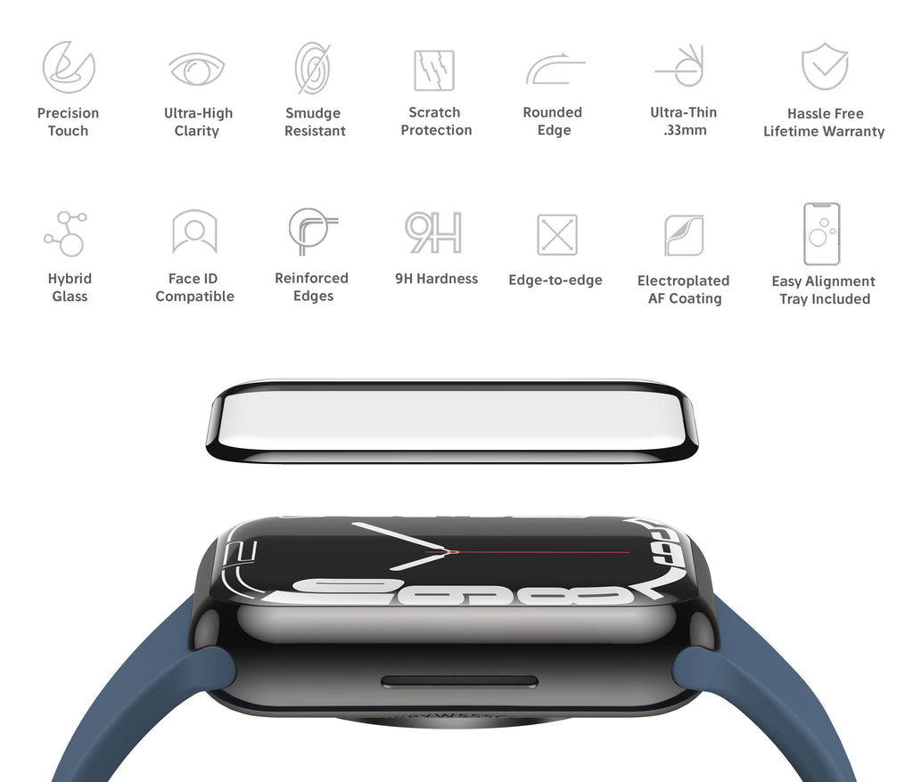 Hybrid Glass NanoArmour for Apple Watch Series 7 Screen Protector