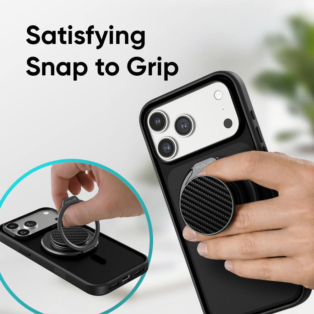 FLOLAB ForgeGrip Magnetic Stand & Phone Grip for iPhone Magsafe, Compatible with Android Phone - Walnut