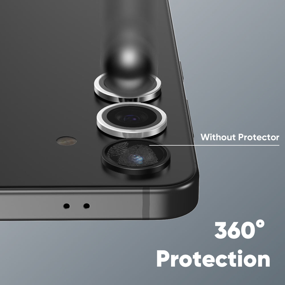 FLOLAB NanoArmour for Samsung Galaxy S24 Camera Lens Protector, Tempered Glass, Aluminum Camera Ring, Anti Reflective TruColors Crystal Clear