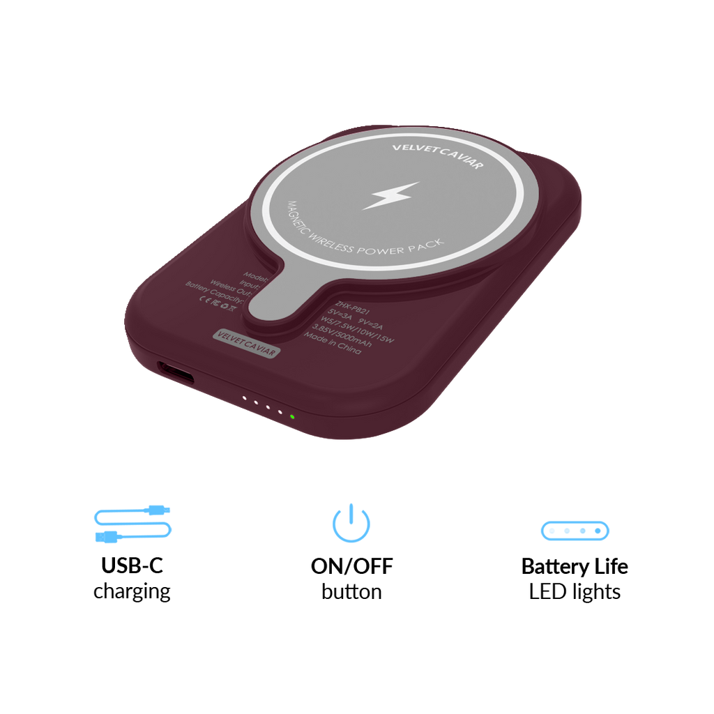 Burgundy Vibe Checker MagSafe Battery Power Pack
