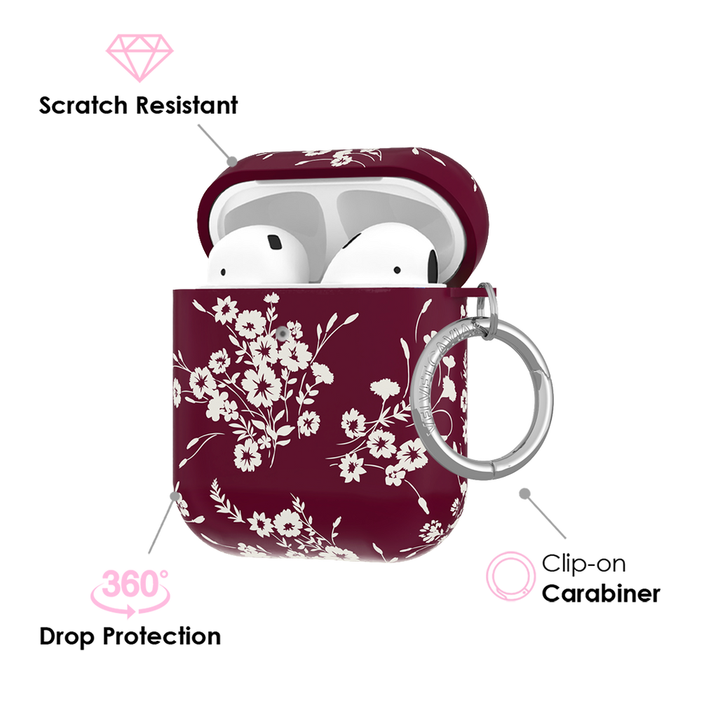 French Burgundy Floral AirPod Case
