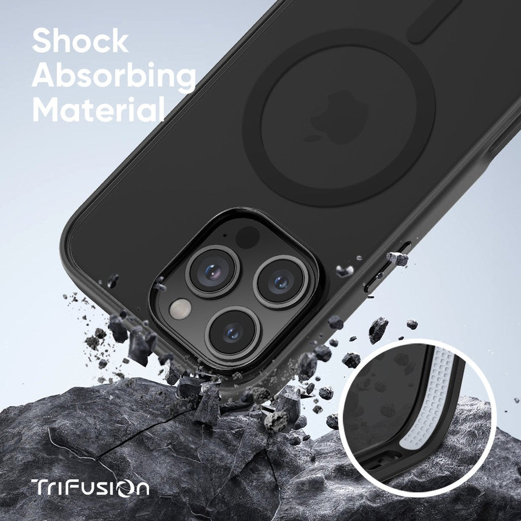 FLOLAB Surtect Tri-Fusion MagSafe Compatible Case – iPhone 16 Series (Stealth Black Clear)