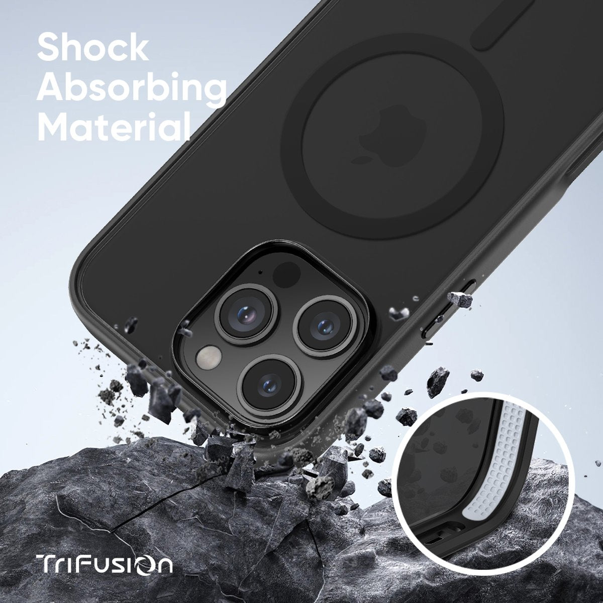 FLOLAB Surtect Tri-Fusion MagSafe Compatible Case – iPhone 16 Series (Stealth Black Clear)
