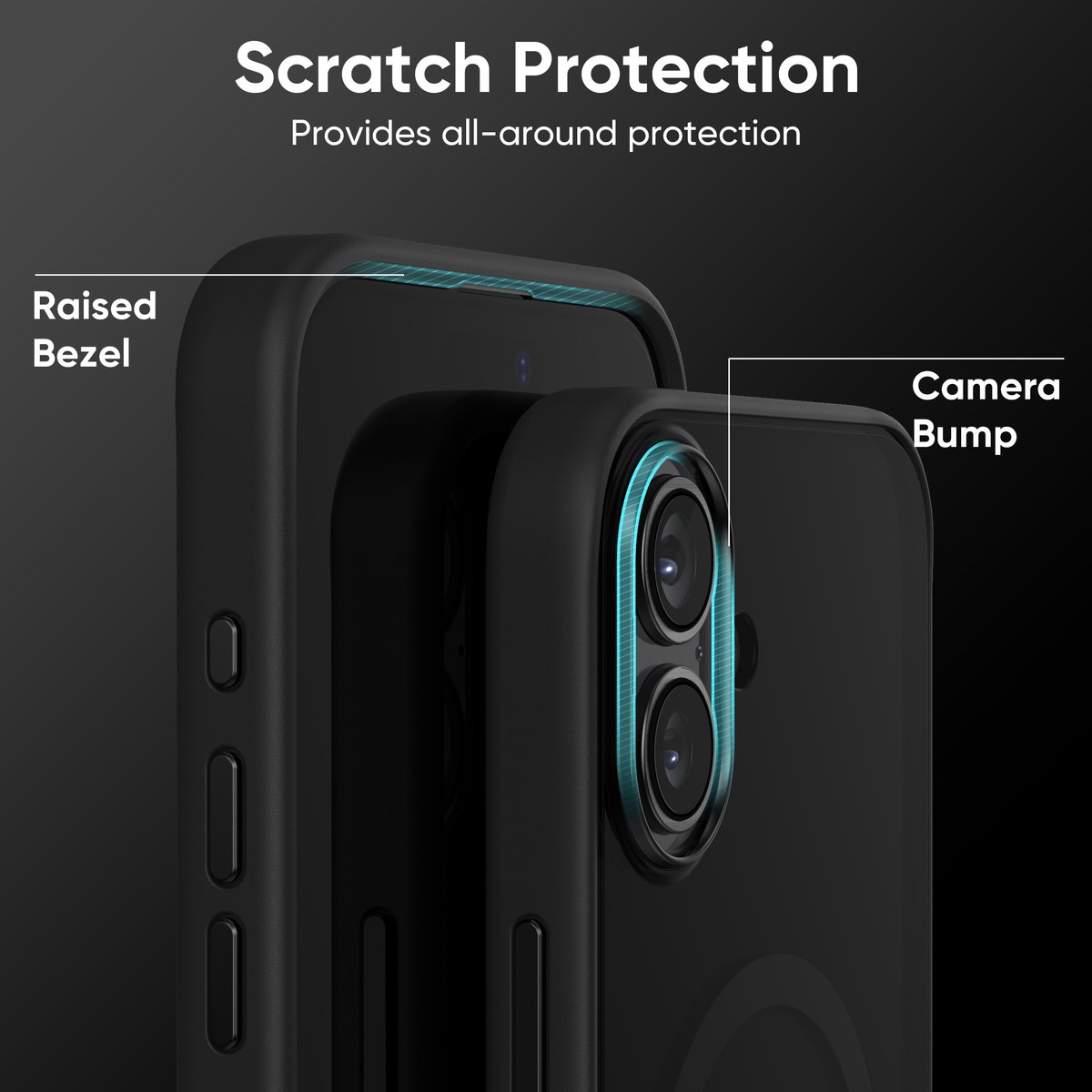 FLOLAB Surtect Tri-Fusion MagSafe Compatible Case – iPhone 16 Series (Stealth Black Clear)