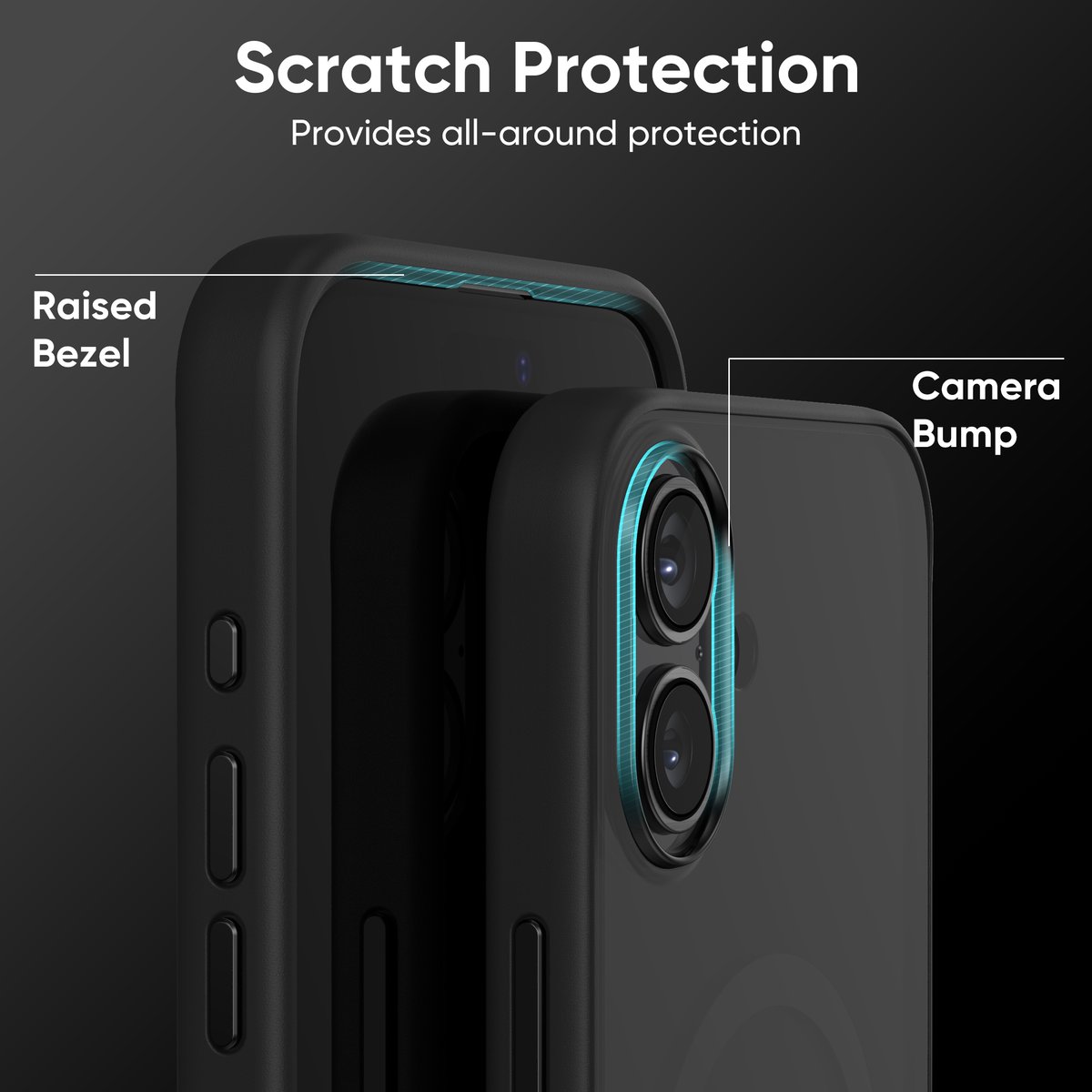 FLOLAB Surtect Tri-Fusion MagSafe Compatible Case – iPhone 16 Series (Matte Black Frost)